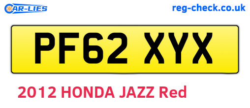PF62XYX are the vehicle registration plates.