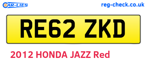 RE62ZKD are the vehicle registration plates.