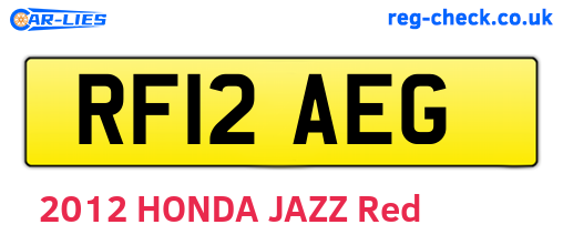 RF12AEG are the vehicle registration plates.