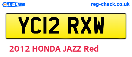 YC12RXW are the vehicle registration plates.