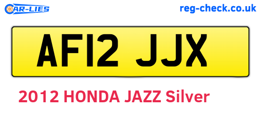 AF12JJX are the vehicle registration plates.