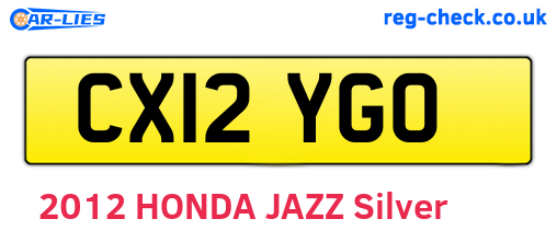 CX12YGO are the vehicle registration plates.