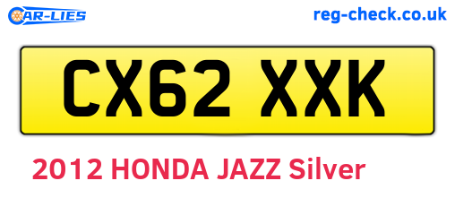 CX62XXK are the vehicle registration plates.