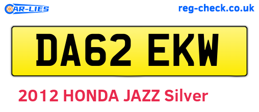 DA62EKW are the vehicle registration plates.
