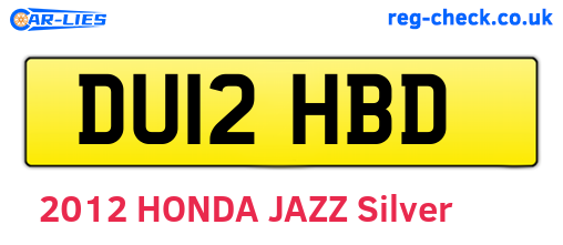 DU12HBD are the vehicle registration plates.