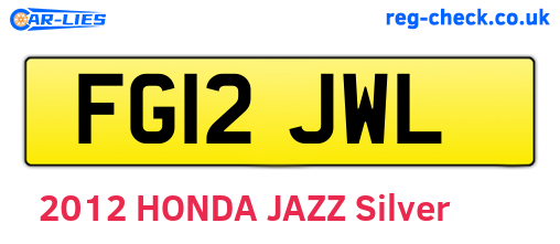 FG12JWL are the vehicle registration plates.