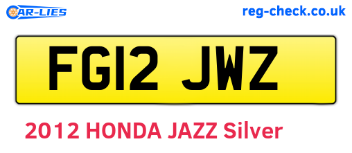 FG12JWZ are the vehicle registration plates.
