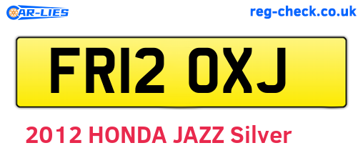 FR12OXJ are the vehicle registration plates.