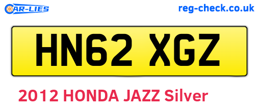HN62XGZ are the vehicle registration plates.