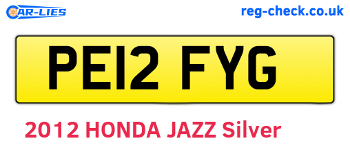 PE12FYG are the vehicle registration plates.