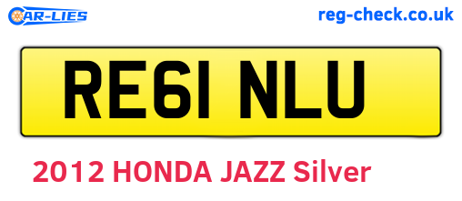 RE61NLU are the vehicle registration plates.