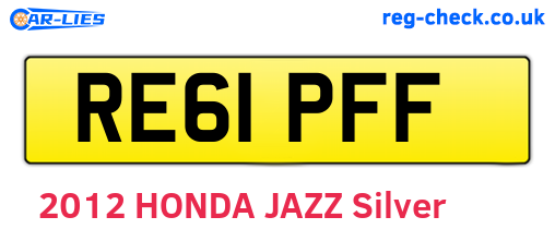 RE61PFF are the vehicle registration plates.