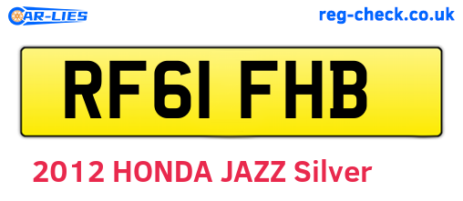 RF61FHB are the vehicle registration plates.