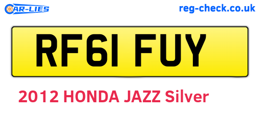 RF61FUY are the vehicle registration plates.