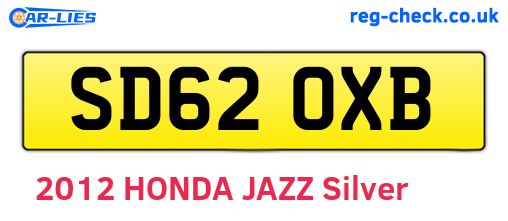 SD62OXB are the vehicle registration plates.