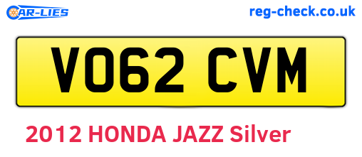 VO62CVM are the vehicle registration plates.
