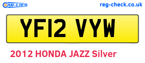 YF12VYW are the vehicle registration plates.
