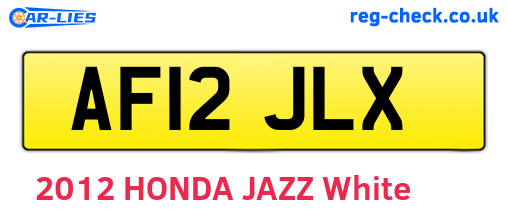 AF12JLX are the vehicle registration plates.