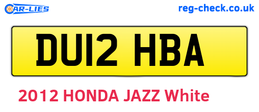 DU12HBA are the vehicle registration plates.