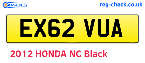 EX62VUA are the vehicle registration plates.