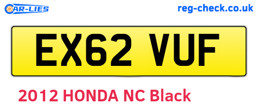 EX62VUF are the vehicle registration plates.