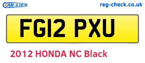 FG12PXU are the vehicle registration plates.