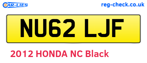 NU62LJF are the vehicle registration plates.