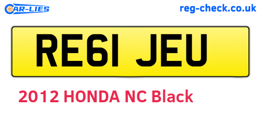 RE61JEU are the vehicle registration plates.