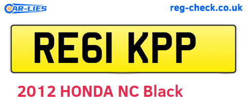 RE61KPP are the vehicle registration plates.