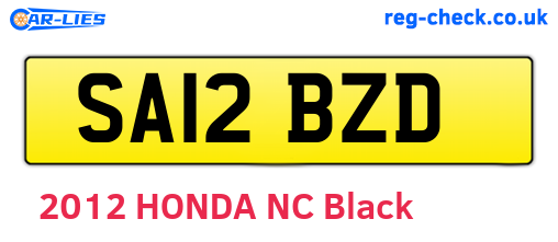 SA12BZD are the vehicle registration plates.