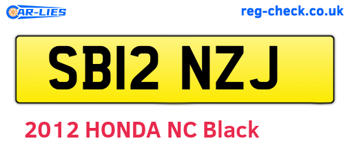 SB12NZJ are the vehicle registration plates.