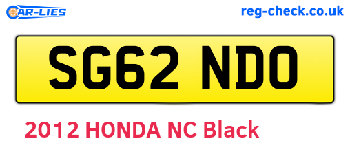 SG62NDO are the vehicle registration plates.