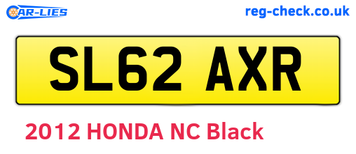 SL62AXR are the vehicle registration plates.