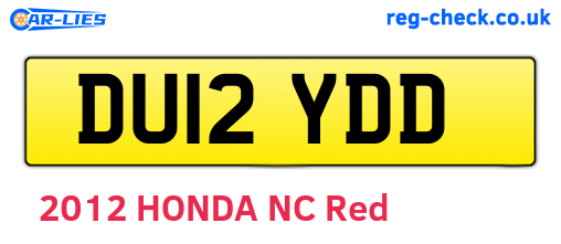DU12YDD are the vehicle registration plates.