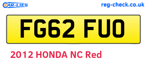 FG62FUO are the vehicle registration plates.