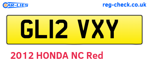 GL12VXY are the vehicle registration plates.