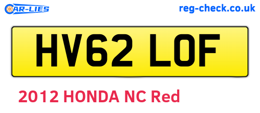 HV62LOF are the vehicle registration plates.