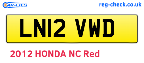 LN12VWD are the vehicle registration plates.