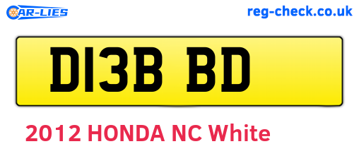 D13BBD are the vehicle registration plates.