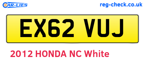 EX62VUJ are the vehicle registration plates.