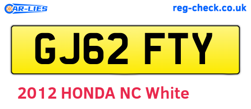 GJ62FTY are the vehicle registration plates.