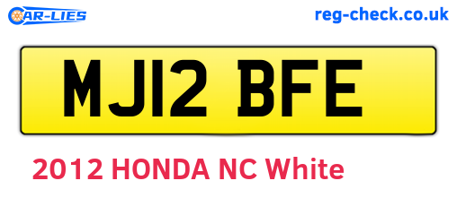 MJ12BFE are the vehicle registration plates.