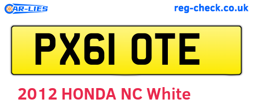 PX61OTE are the vehicle registration plates.