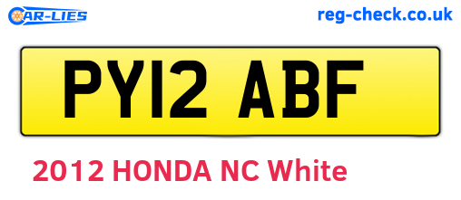 PY12ABF are the vehicle registration plates.