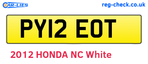 PY12EOT are the vehicle registration plates.