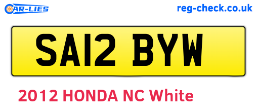 SA12BYW are the vehicle registration plates.