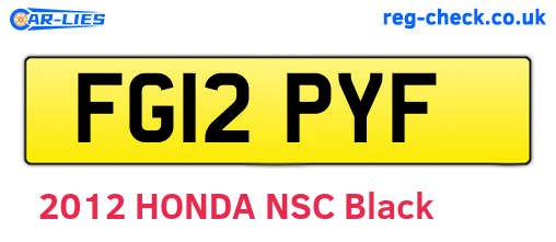 FG12PYF are the vehicle registration plates.