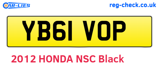 YB61VOP are the vehicle registration plates.