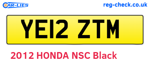 YE12ZTM are the vehicle registration plates.