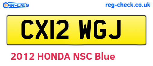 CX12WGJ are the vehicle registration plates.